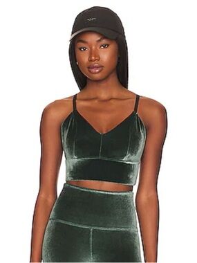 Beyond yoga VIP LONG LINE SPORTS BRA velvet size small in forest green